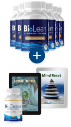 Six Biolean bottles and three bonuses.