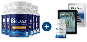 Six Biolean bottles and three bonuses.